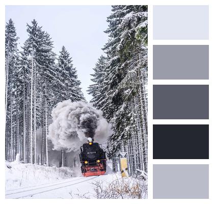 Harzer Schmalspuhrbahn Winter Landscape Full Steam Image